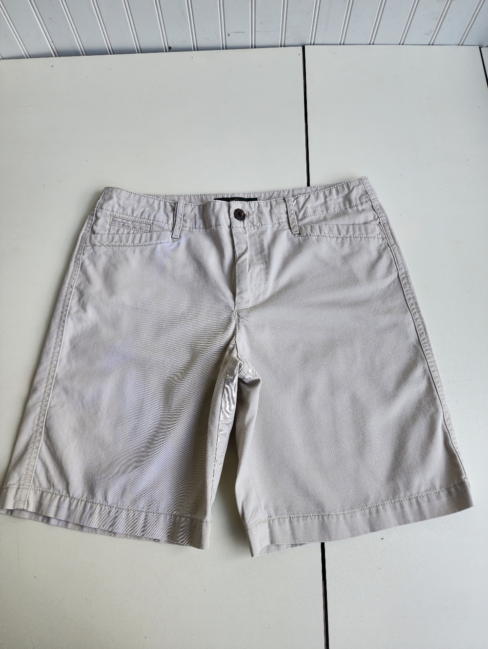 LRL Lauren Jeans Co Women's Flat Front Chino Shorts Beige 100% Cotton Sz 8